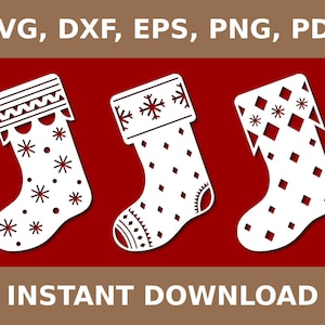 Christmas stocking svg, christmas stocking dxf, christmas stocking png, christmas stocking template, Cricut, Silhouette