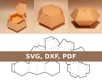 Plantilla de caja de cristal, caja de joyería, joyero, caja de regalo, caja con forma de cristal, caja de gemas, SVG, descarga instantánea en PDF