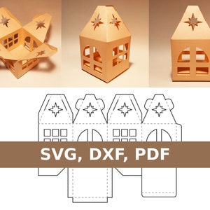 Haus-Box Vorlage, Weihnachtsgeschenkbox, Weihnachts-Hausbox, Haus Geschenkbox, Weihnachtsbox, SVG, PDF, Cricut, Silhouette