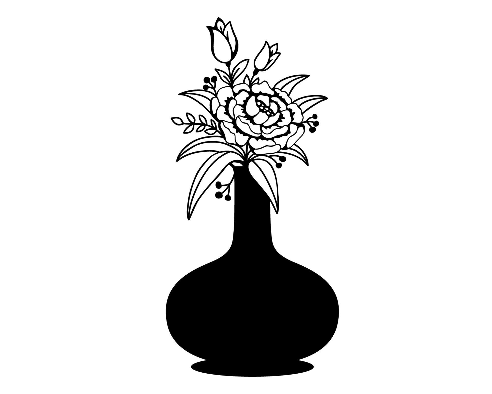 Flower Vase Svg, Flower Vase Dxf, Flower Vase Png, Flower Vase