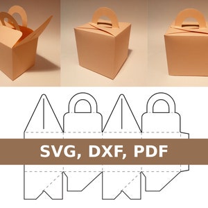 Box mit Griff Vorlage, Würfelbox, Geschenkbox, quadratische Box, Geschenkbox, SVG, PDF, Cricut, Silhouette