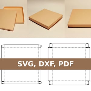 Flache Box mit Deckel, flache quadratische Box Vorlage, flache Geschenkbox, quadratische Box mit Deckel, quadratische Geschenkbox, SVG PDF, Cricut Silhouette