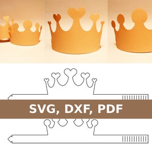 Modello corona di carta, corona stampabile, corona di compleanno, corona di festa, SVG, DXF, PDF, Cricut, Silhouette