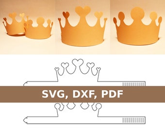 Paper crown template, printable crown, birthday crown, party crown, SVG, DXF, PDF, Cricut, Silhouette