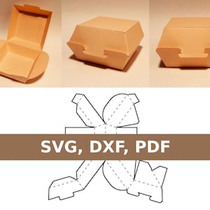 Szablon pudełka na burgery, opakowanie na burgery, pudełko na hamburgery, pojemnik na burgery, pudełko na burgery, SVG, DXF, PDF, Cricut, Silhouette