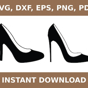 Tacones altos SVG, tacones altos PNG, zapatos de tacón alto PNG, tacones altos DXF, recorte de tacón alto, zapatos de tacón alto SVG, Cricut, silueta