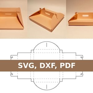Pizza box with handle template, pizza delivery box, take away pizza box, pizza takeaway box, SVG, PDF, Cricut, Silhouette