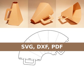 Plantilla de megáfono, bocina, tubo parlante, megáfono, SVG, DXF, PDF, Cricut, Silhouette