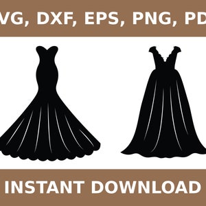 Suknia ślubna svg, suknia ślubna dxf, suknia ślubna png, wycięcie sukni ślubnej, szablon sukni ślubnej, suknia wieczorowa svg, Cricut, sylwetka
