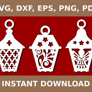 Christmas lantern svg, lantern template, lantern dxf, lantern png, lantern cut file, christmas lantern png, Cricut, Silhouette