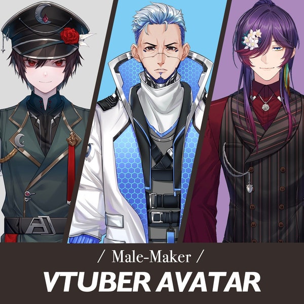 Vtuber model commission, Male character design, Ready to rigging, Rigging package, Banner, Ref sheet | commercial use, twitch streaming