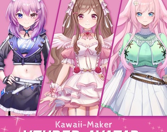 Custom kawaii Vtuber model commission, character design, cutting, rigging package