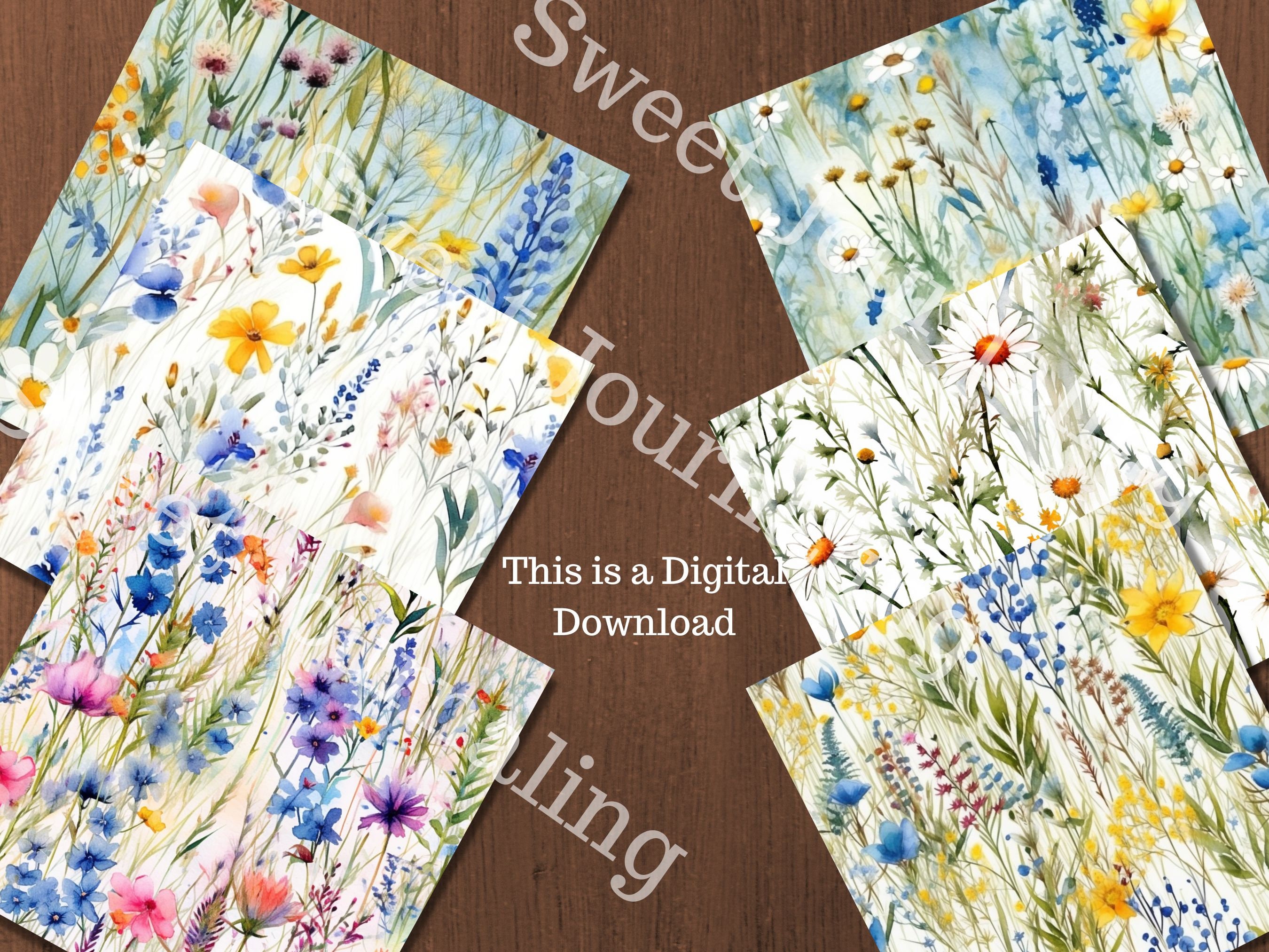 Digital Download - Seamless Watercolor Wild Flowers Pattern | Floral ...