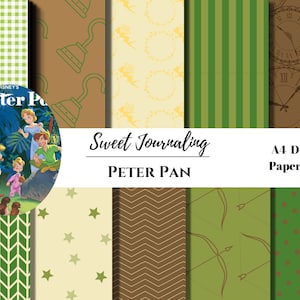 Digital download - Peter Pan  inspired  | A4  scrapbooking paper pack junk journal papers