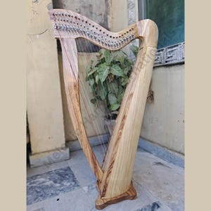 27 String Irish Claddagh Harp, Celtic Irish Lever Harp Roundback with free Bag, Tuning Key and Extra Strings
