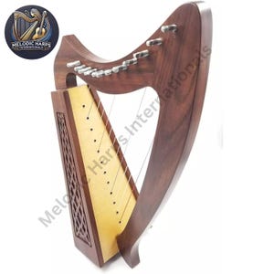 12-String Rosewood Harp | Handcrafted Wooden Celtic Harp | Small Beginner Harp for Musicians, Students & Folk Music