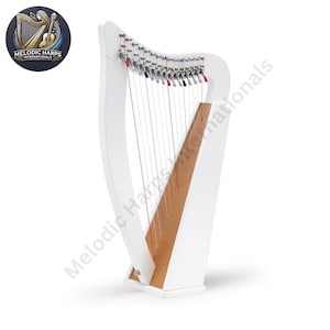 15 Strings Baby Harp - Handcrafted Deco Painted Celtic Irish Harp with Bag & Key