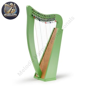 15 String Baby Harp - Handcrafted Deco Painted Celtic Folk Harp with Bag & Key