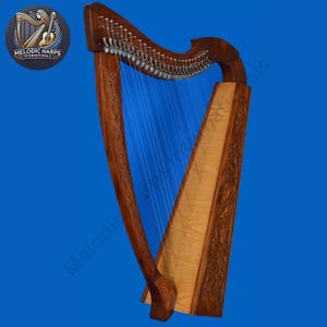 27 Strings Irish Harp - Rosewood Celtic Lever Harp with Bag, Spare Strings & Key