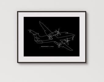 Beechcraft 1900D | Maximaal detail | Minimalistische afbeelding met één regel
