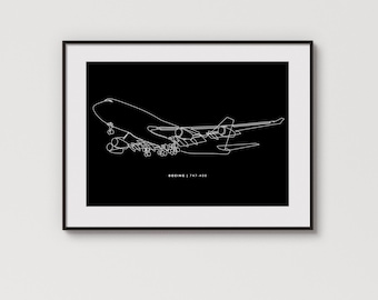 Boeing 747-400 | Maximaal detail | Minimalistische afbeelding met één regel