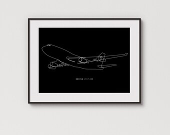 Boeing 747-400 | Min. detail | Minimalistische afbeelding met één regel