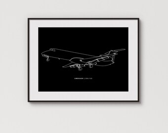 Embraer ERJ135 | Maximaal detail | Minimalistische afbeelding met één regel