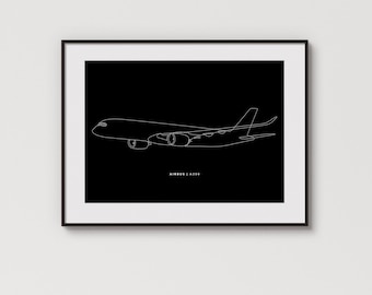 Airbus A350 | Min. detail | Minimalistische afbeelding met één regel