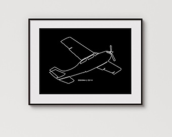 Cessna 210 | Min. detail | Minimalistische afbeelding met één regel