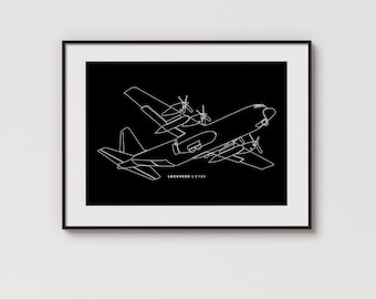 Lockheed C130 | Maximaal detail | Minimalistische afbeelding met één regel