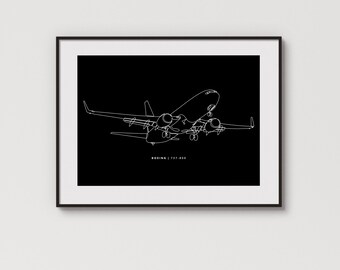 Boeing 737-800 | Maximaal detail | Minimalistische afbeelding met één regel