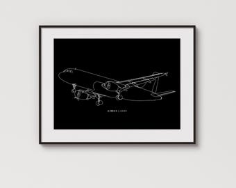 Airbus A320 | Maximaal detail | Minimalistische afbeelding met één regel