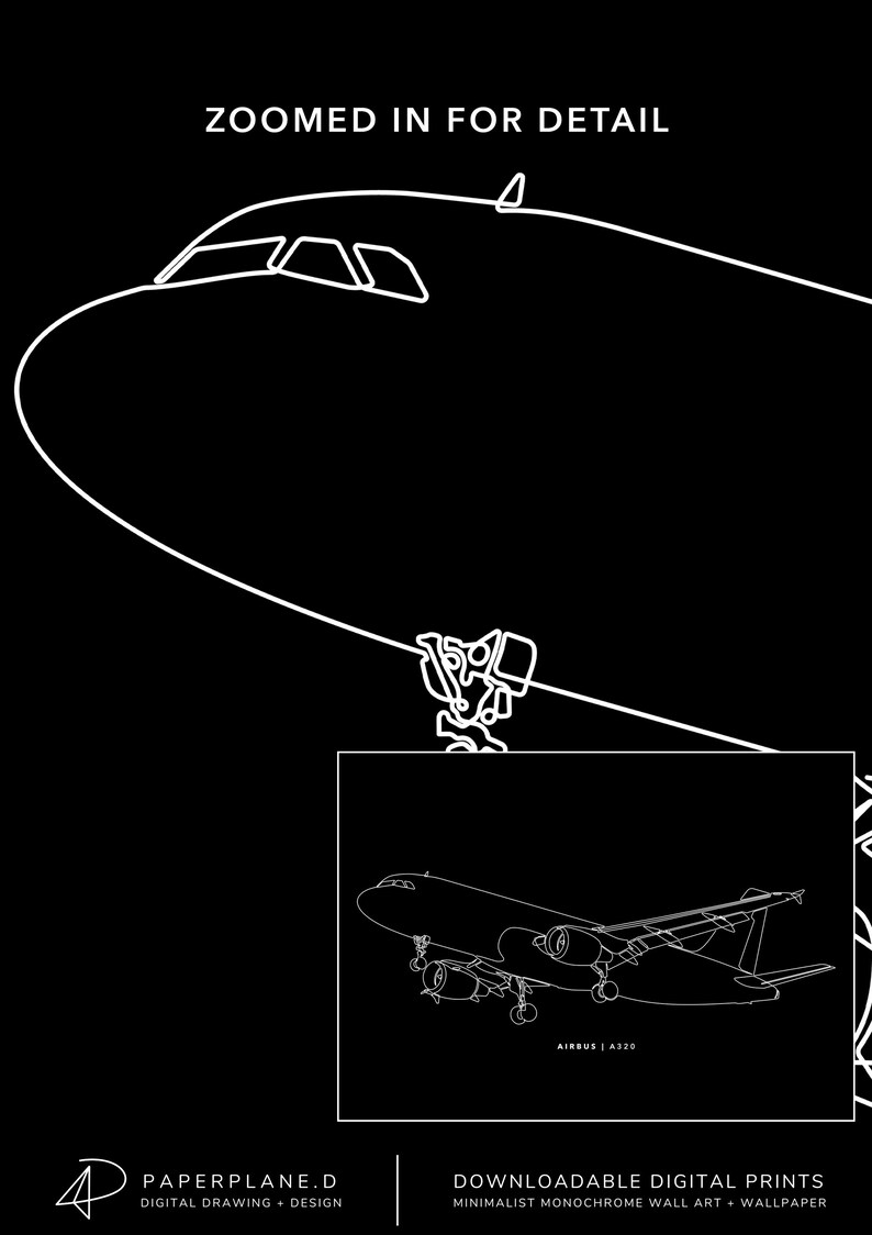 Airbus A320 | Max Detail | Minimalist Single-line Illustration - Etsy
