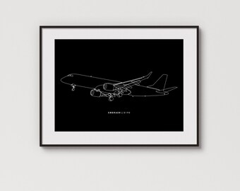 Embraer E190 | Maximaal detail | Minimalistische afbeelding met één regel