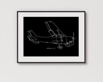 Cessna 172 | Maximaal detail | Minimalistische afbeelding met één regel