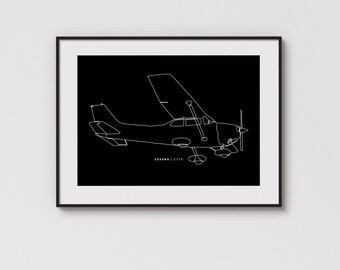 Cessna 172 | Min. detail | Minimalistische afbeelding met één regel