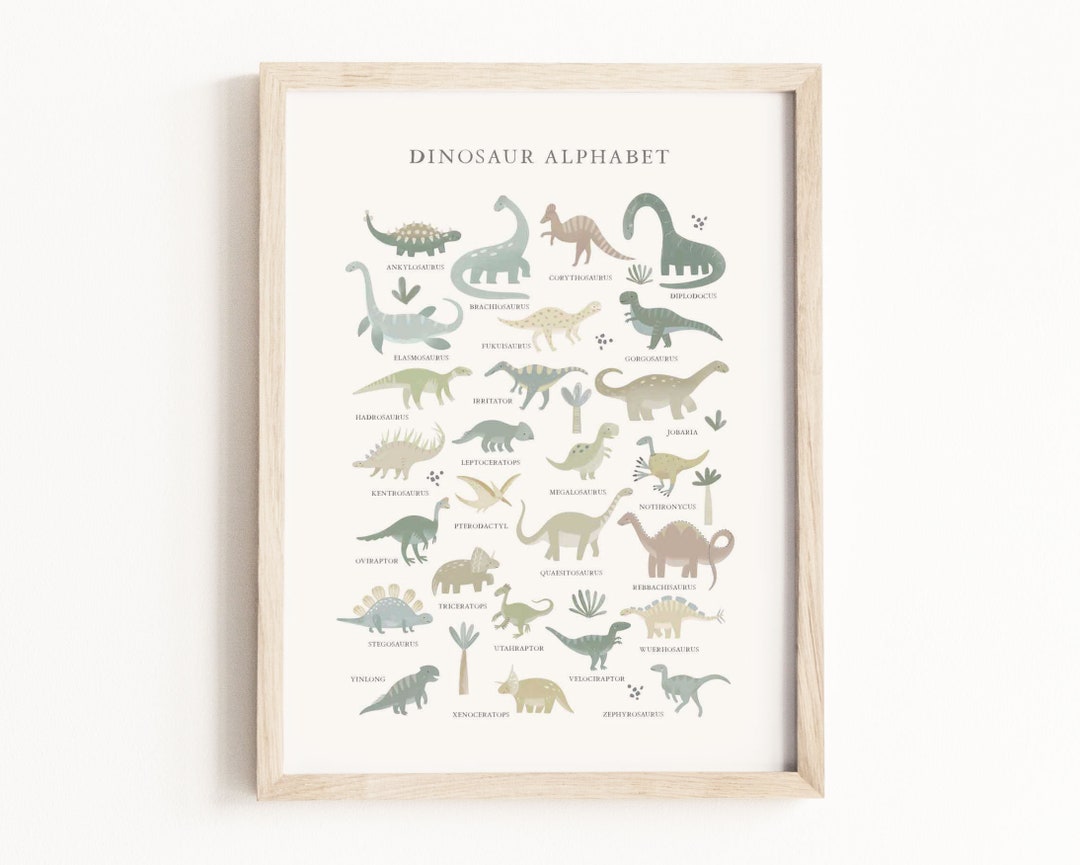Dinosaur Alphabet Watercolor Print Dinosaur Wall Art - Etsy UK