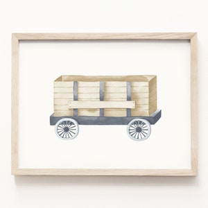 Railcar Art Print • Train Watercolor Painting • Train Transportation Wall Art • Train Nursery Theme • Neutral Children’s Decor