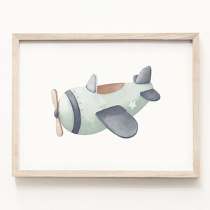Airplane Watercolor Art Print • Handmade Plane Painting • Airplane Transportation Wall Art • Plane Nursery Theme • Neutral Children’s Decor