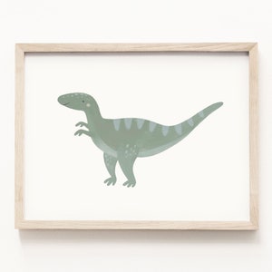 Velociraptor Watercolor Print • Dinosaur Wall Art • Handmade Dinosaur Painting • Dinosaur Nursery Theme • Neutral Children&#39;s Decor