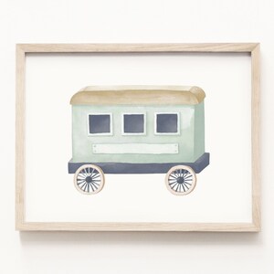Railcar Art Print • Train Watercolor Painting • Train Transportation Wall Art • Train Nursery Theme • Neutral Children’s Decor