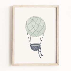 Hot Air Balloon Art Print • Hot Air Balloon Watercolor Painting • Hot Air Balloon Wall Art • Balloon Nursery Art • Neutral Children’s Decor