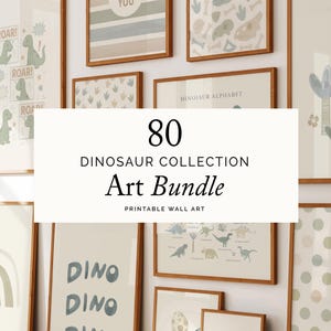 Dinosaur Art Bundle, Includes Dinosaur Alphabet Print : Neutral Nursery Decor (Digital Download)