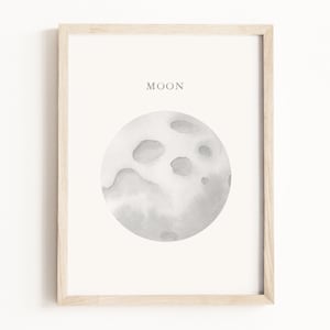 月のアートプリント • 宇宙の水彩画 • 宇宙の壁アート • 宇宙のプレイルームの装飾 • 理科室の装飾 • ニュートラルな子供用装飾