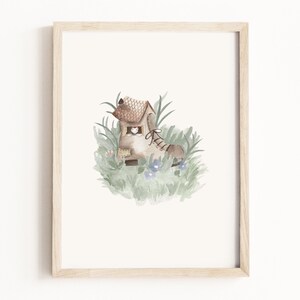 Déco homme chaussé • Aquarelle mère oie • Personnages de contes de fées • Art mural livre de contes pour chambre d'enfant • Décoration neutre pour enfants