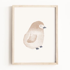 Impression d&#39;art bébé pingouin • Aquarelle pingouin • Art mural bébé animal • Thème animal pour chambre d&#39;enfant • Décoration neutre pour enfants