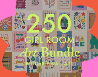 Lote de arte para el cuarto de juegos de niñas: 250 láminas coloridas (descarga digital)