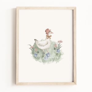 Mother Goose Art Print • Mother Goose Watercolor Painting • Fairytale Characters • Storybook Nursery Wall Art • Neutral Children’s Decor