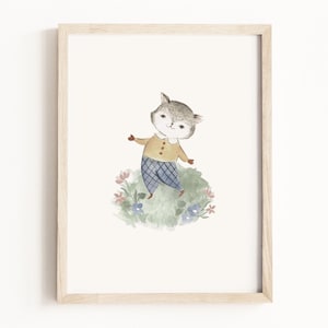 uvres d'art trois petits chatons • Aquarelle mère oie • Personnages de contes de fées • Art mural livre de contes • Décoration neutre pour enfants