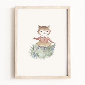 uvres d'art trois petits chatons • Aquarelle mère oie • Personnages de contes de fées • Art mural livre de contes • Décoration neutre pour enfants